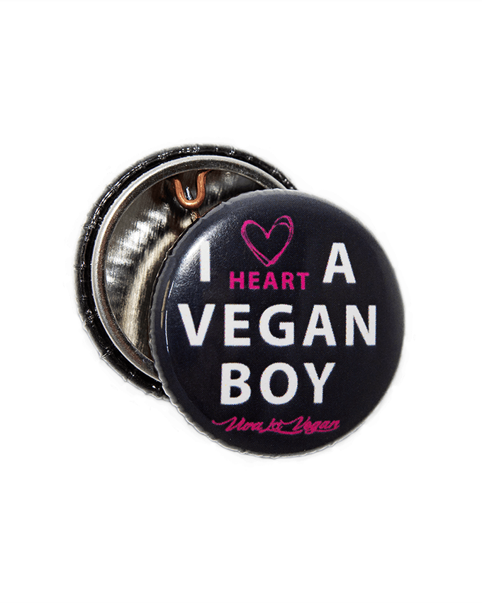 25mm Statement Badge: I Heart A Vegan Boy