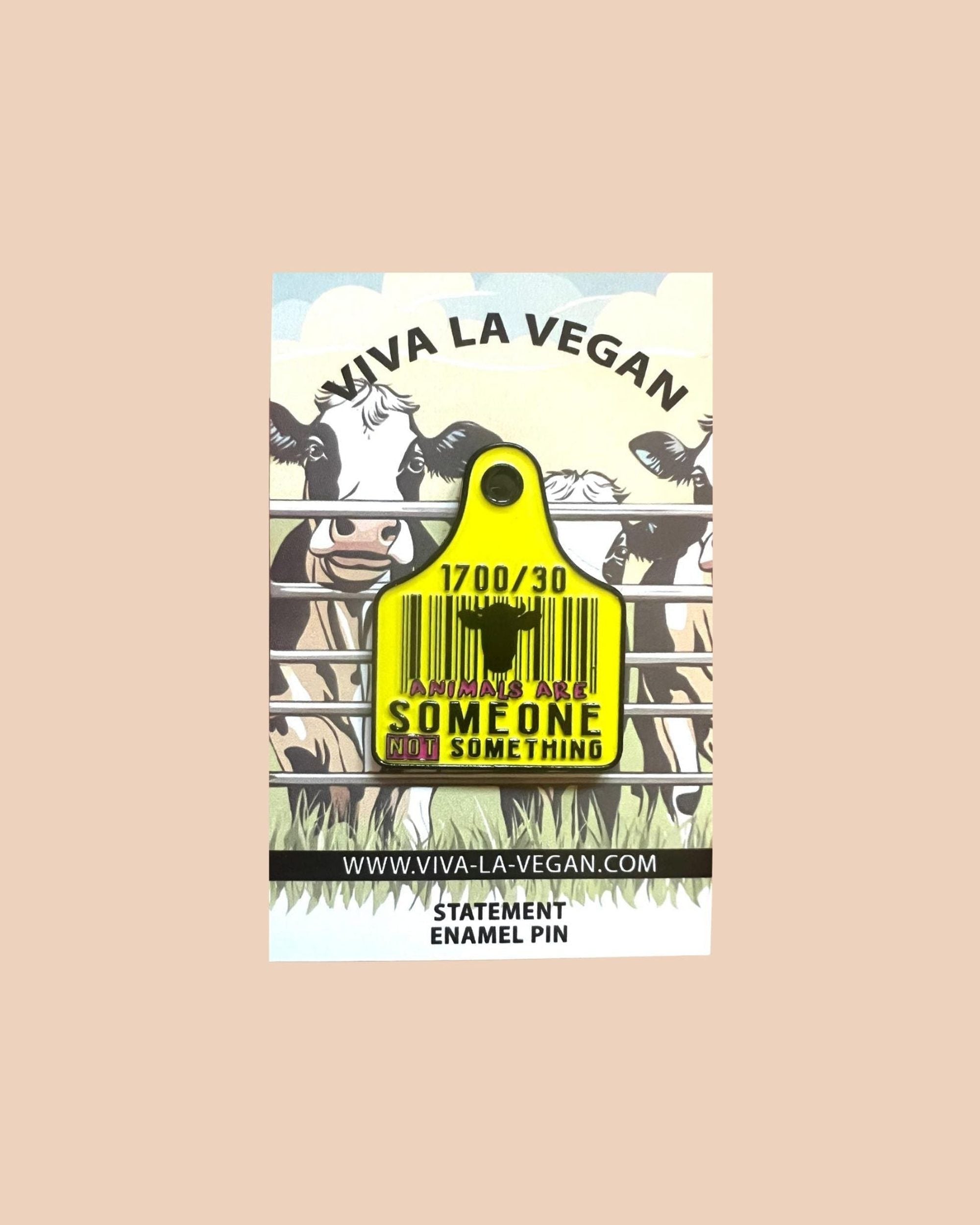 28mm Vegan Statement Enamel Pin: EAR TAG