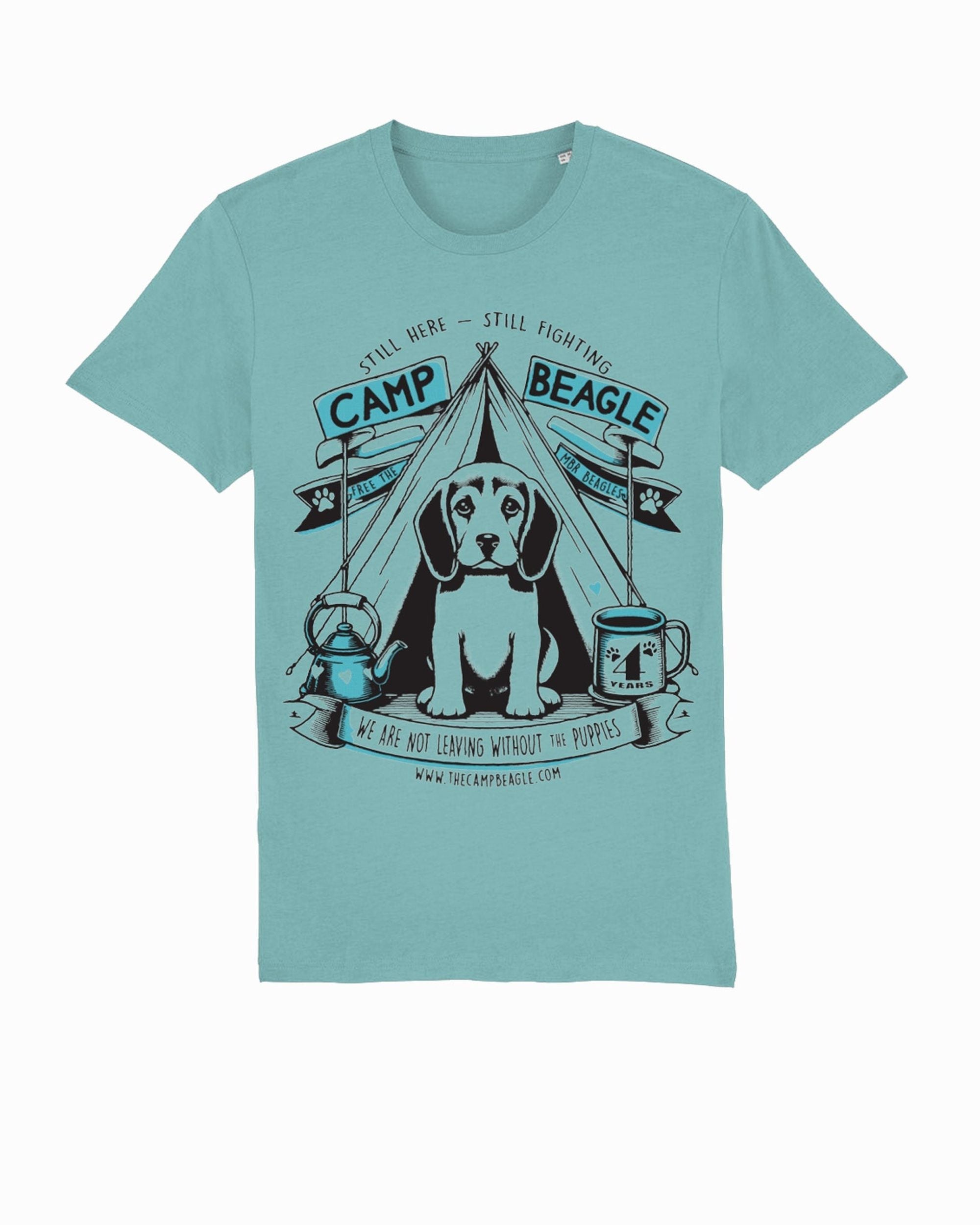 Camp Beagle 4th year anniversary t-shirt - teal print