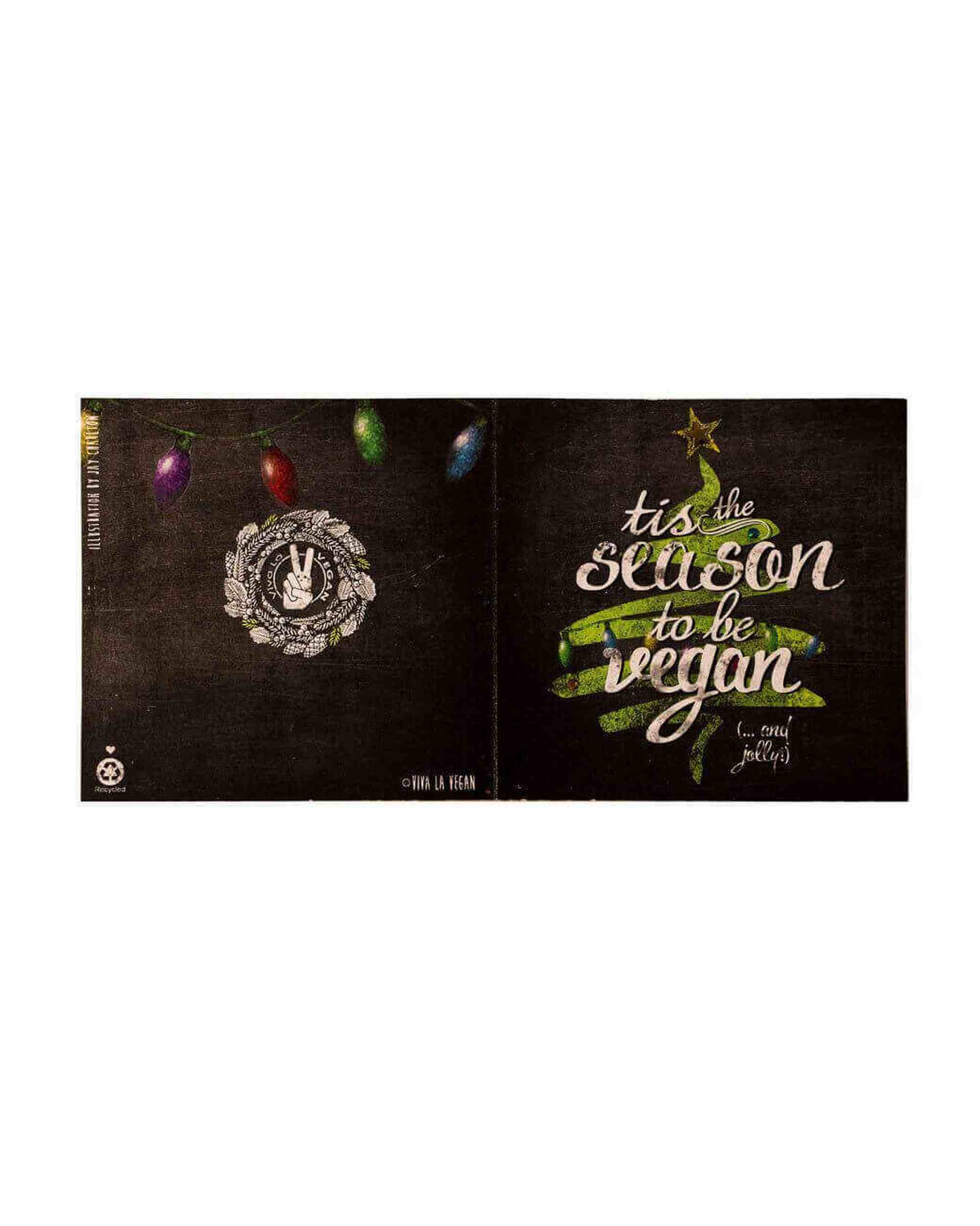 Christmas Greetings Card: Tis The Season To Be Vegan (Black)