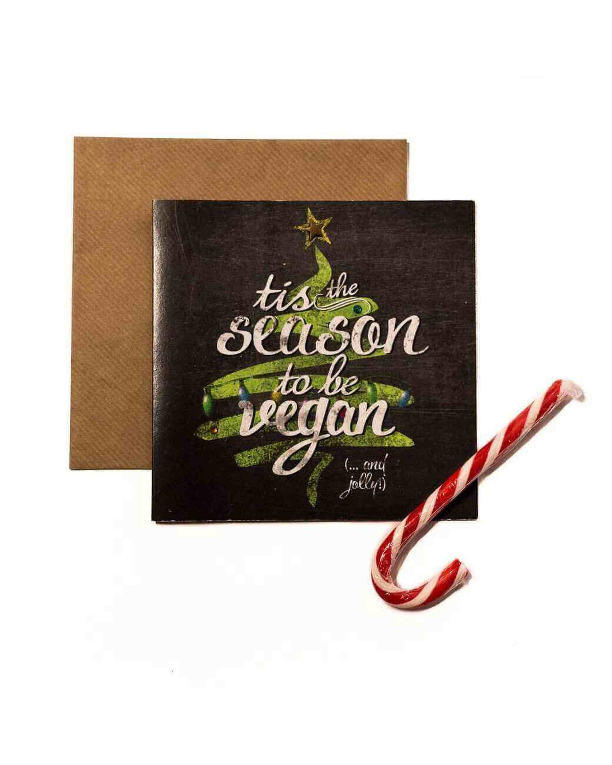 Christmas Greetings Card: Tis The Season To Be Vegan (Black)