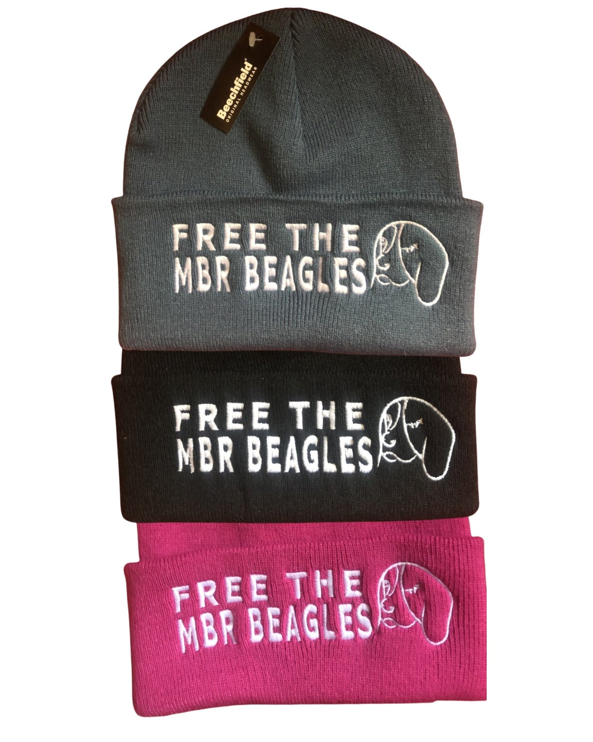 Free the MBR beagles Wool Free Beanies Colourways By Viva La Vegan