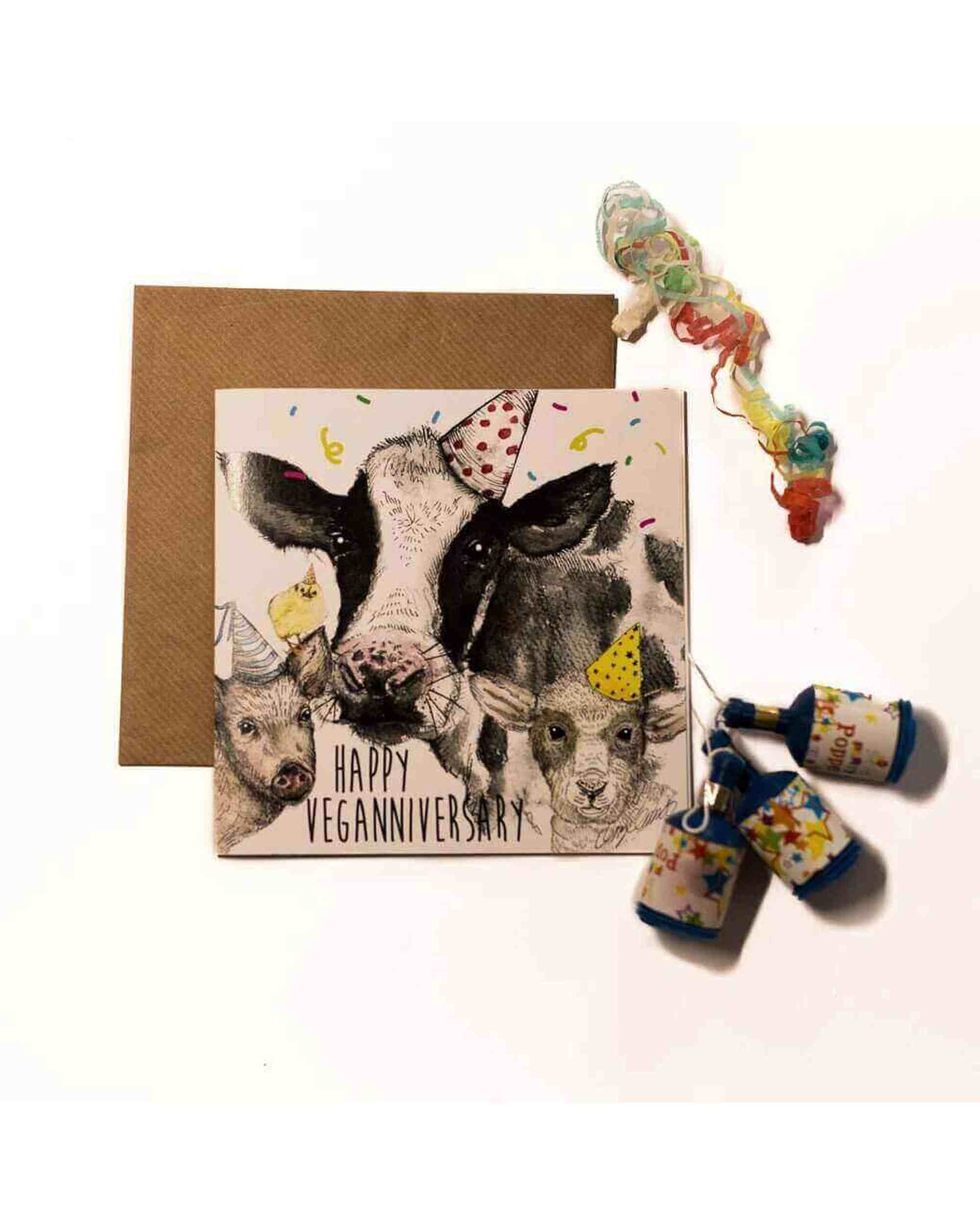 Greetings Card: Veganniversary- Daisy and Friends