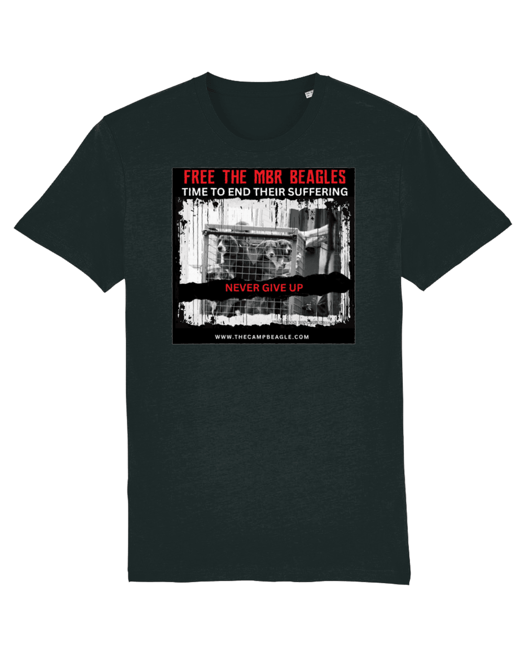 UNISEX CAMP BEAGLE T-Shirt : Never Give Up -Time To End Their Suffering