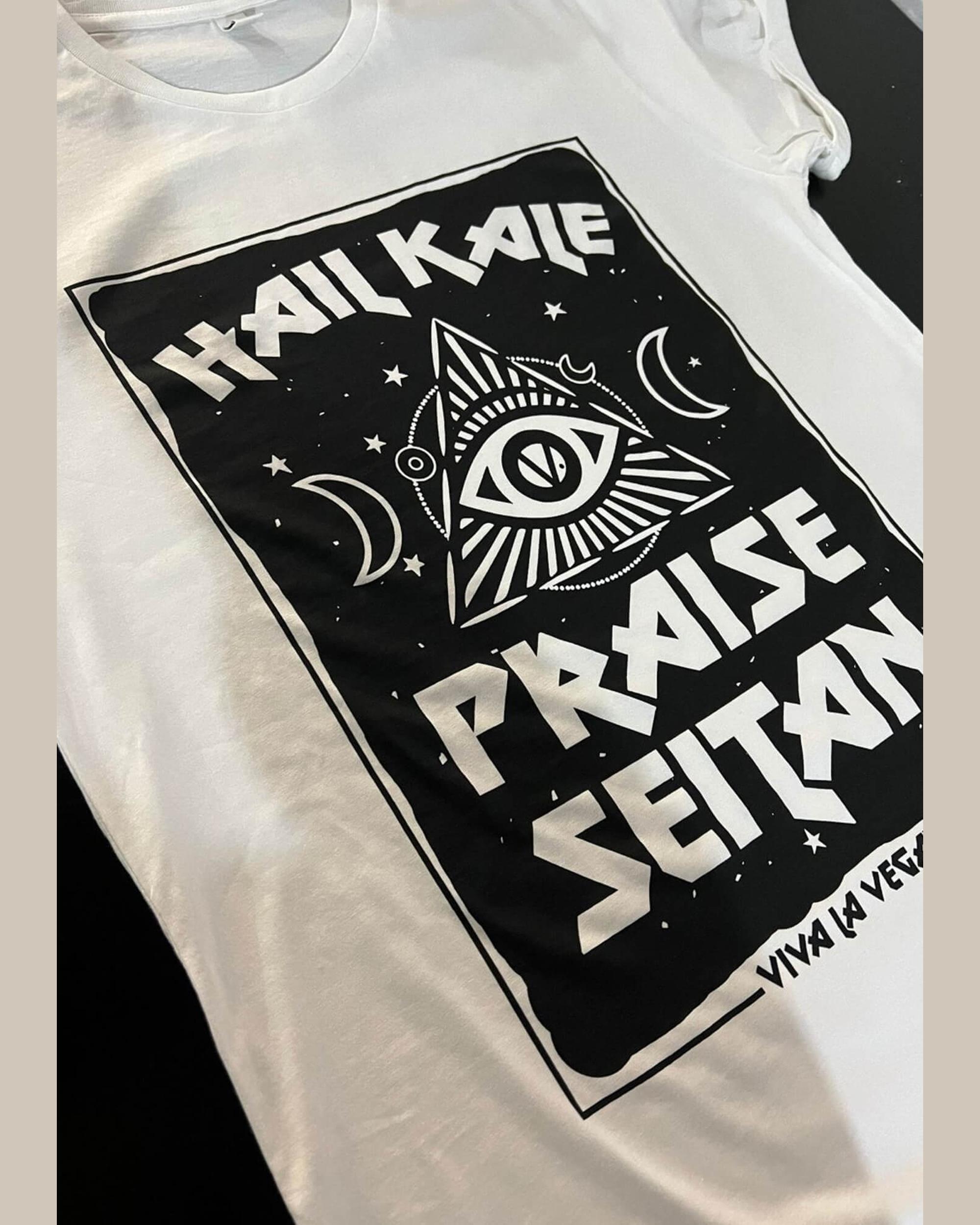 Hail Kale Praise Seitan Organic tshirt in White By eco ethical brand Viva La Vegan
