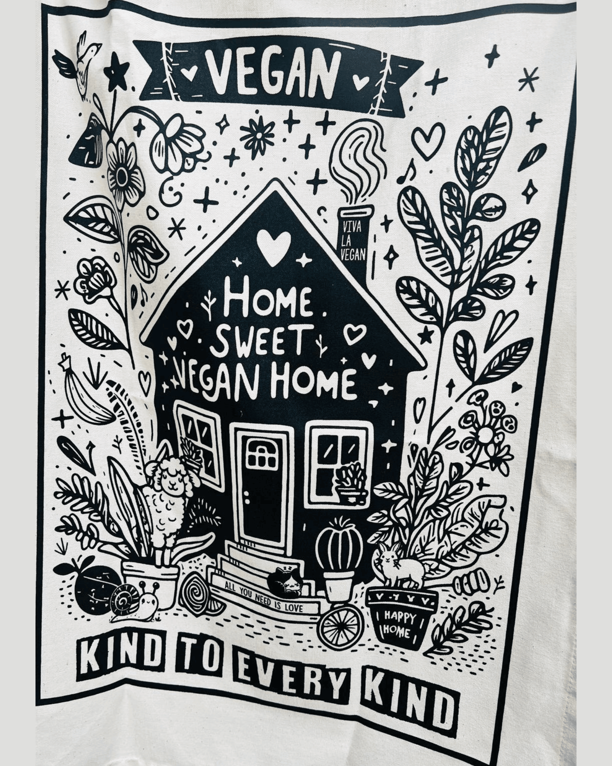 Home Sweet Vegan Home Teatowel Close Up