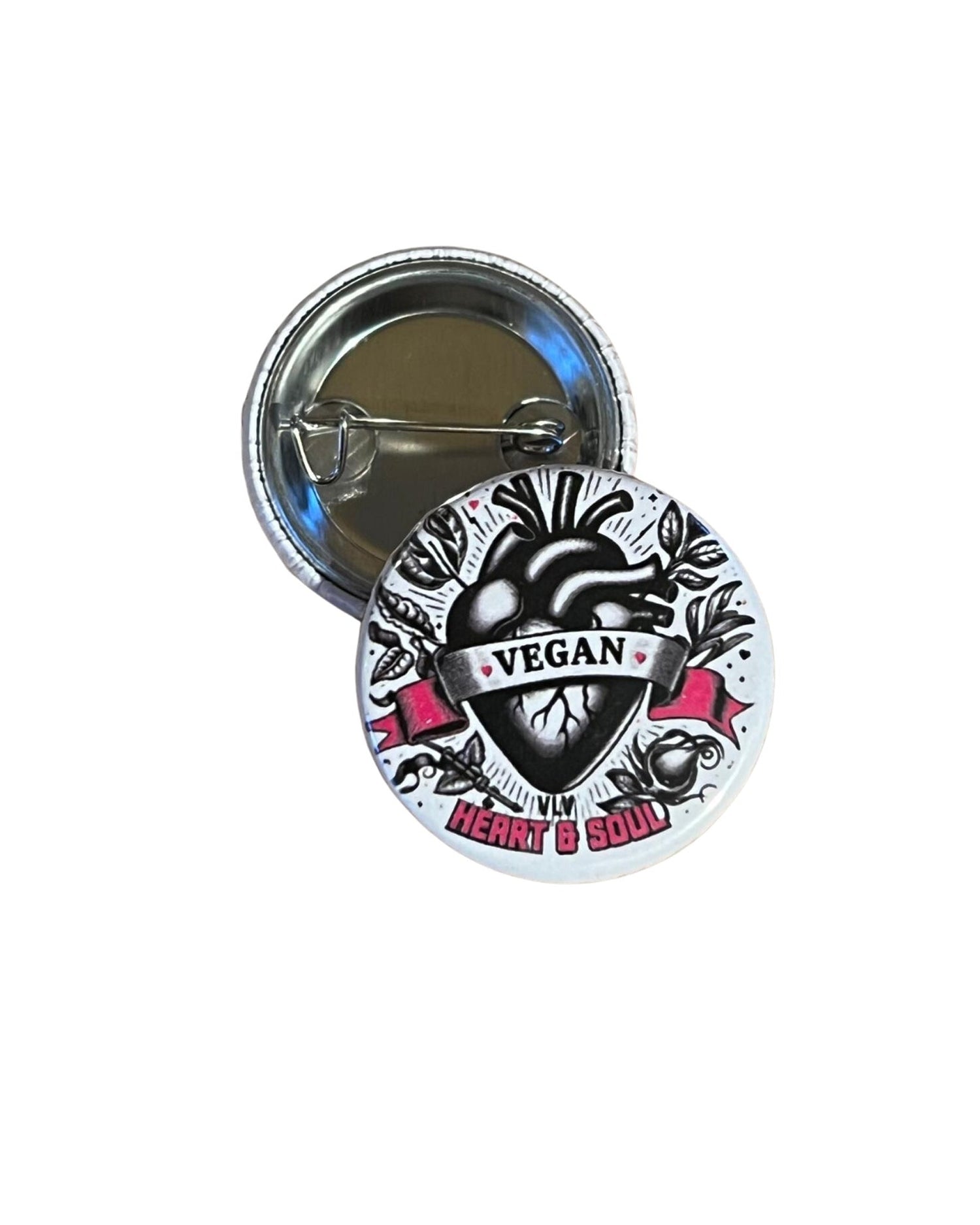 25 mm Statement Badge: Vegan Heart &amp; Soul