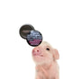 A photo of a beautiful piglet with a picture of a small 25mm metal badge over the top with the words "I used To Love Eating Animals" created and sold by eco-ethical brand Viva La Vegan