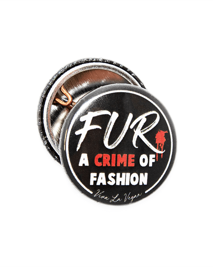 fur is a crime of fashion badge