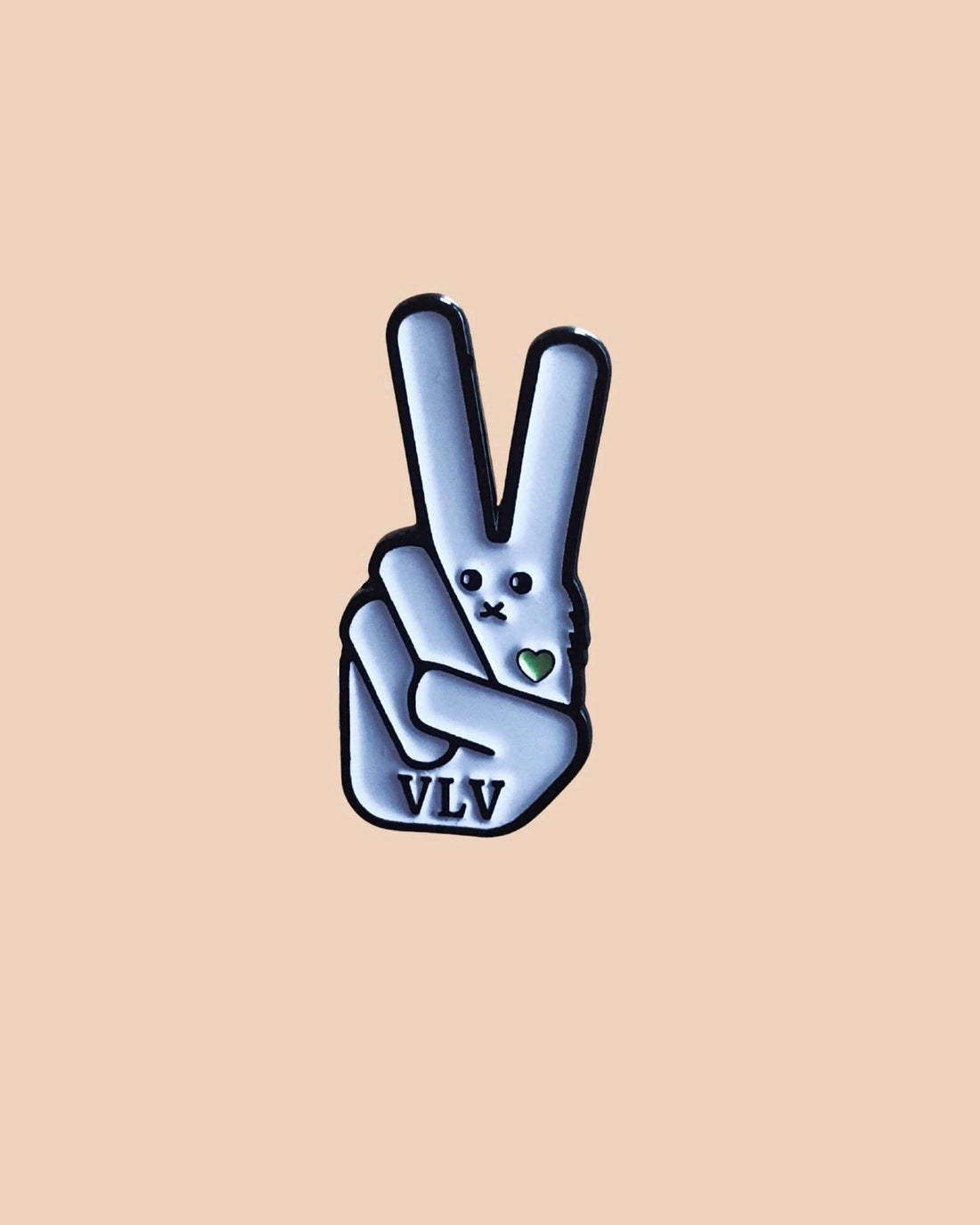 VLV signature bunny vegan pin by eco ethical brand Viva La Vegan