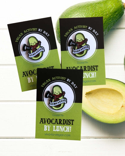 28mm Statement Enamel Pin: Avocadist by Eco ethical brand Viva La Vegan x 3