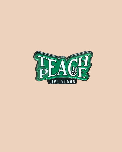 Green teach peace enamel pin with &