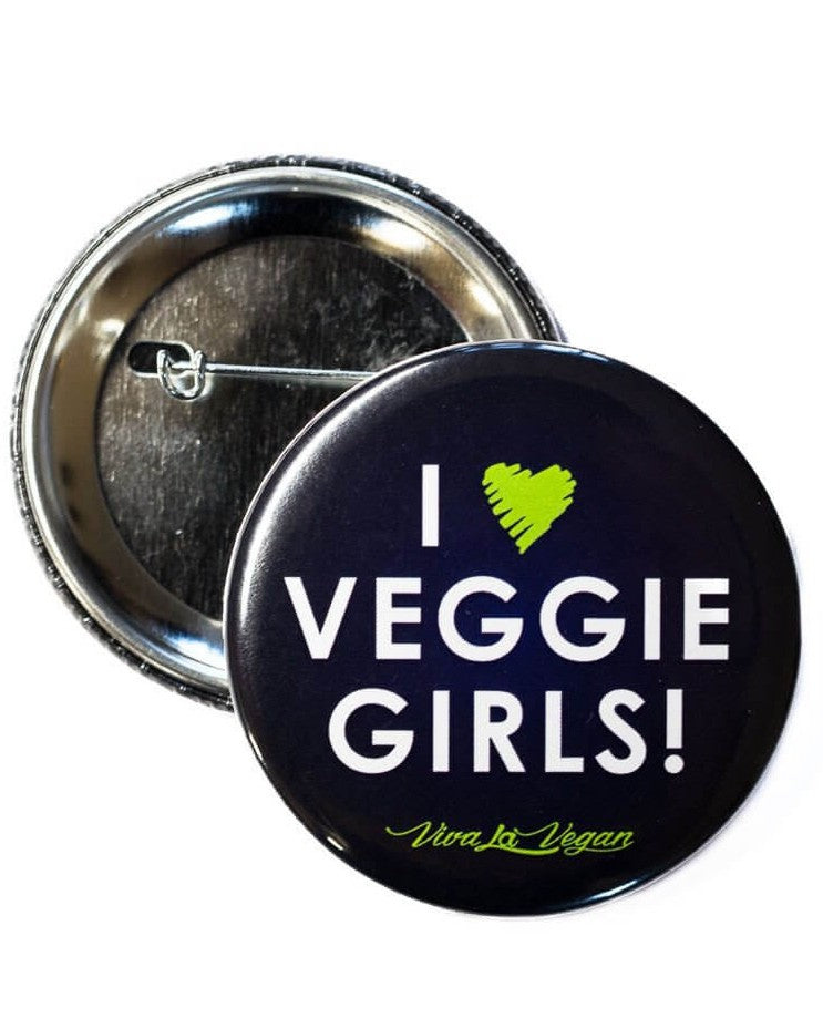 58 mm Statement Badge: I Heart Veggie Girls!