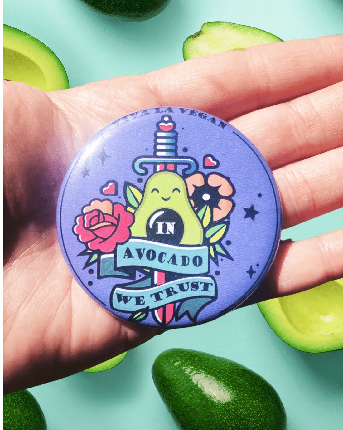 In Avocados We Trust 58 mm Badge