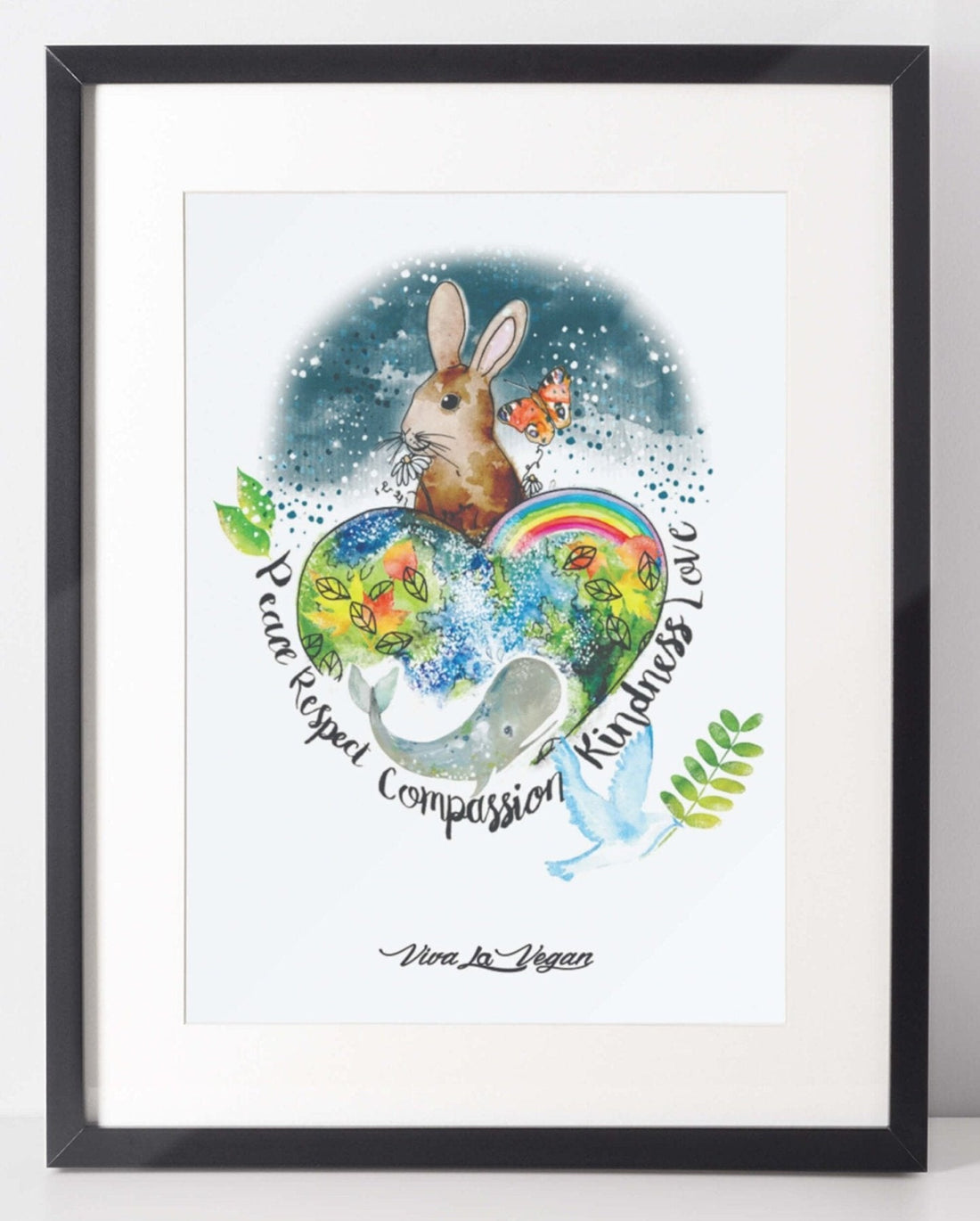 Global Compassion Art Print by eco ethical brand Viva La Vegan