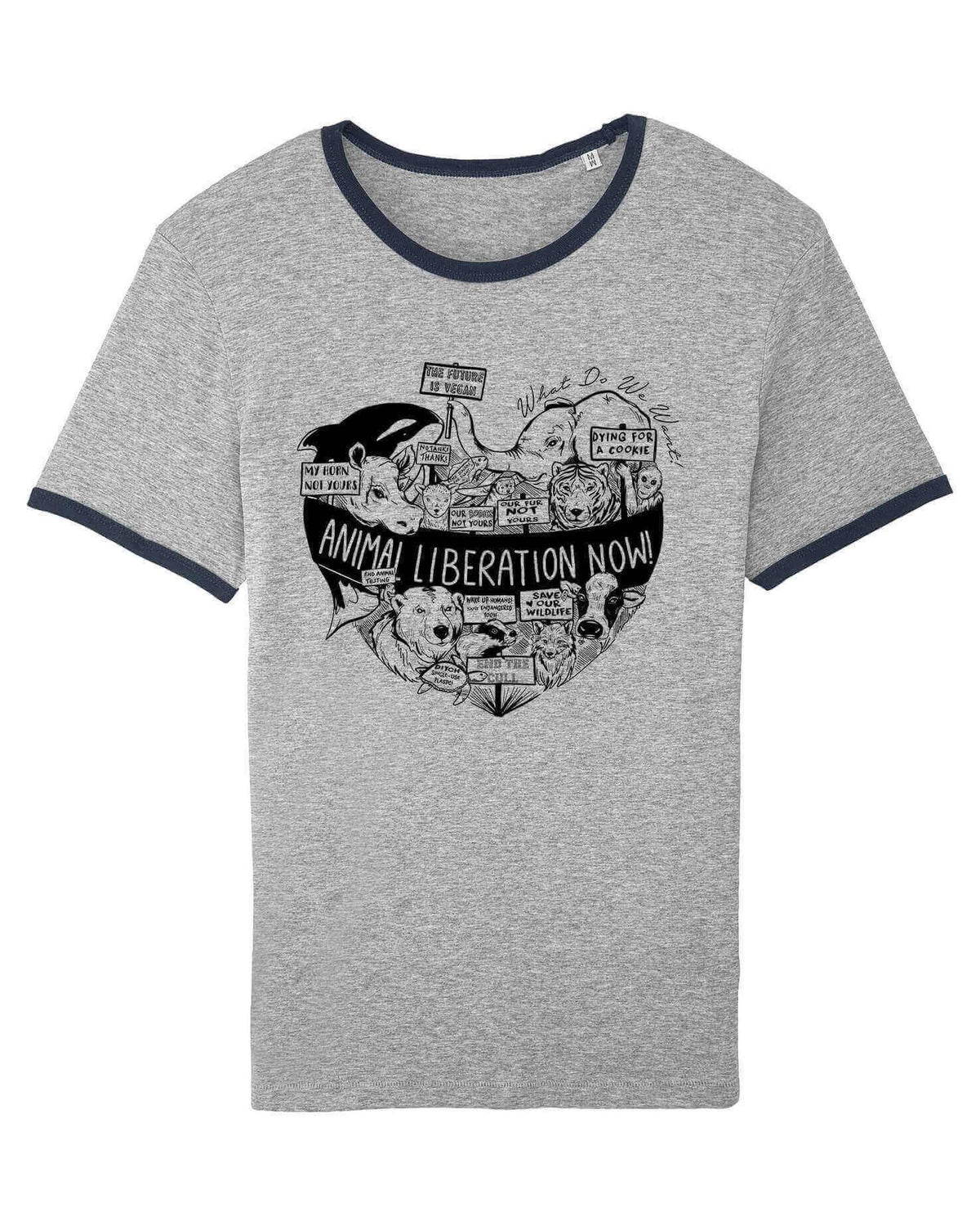 Unisex Tshirt : Animal Liberation GREY MARL