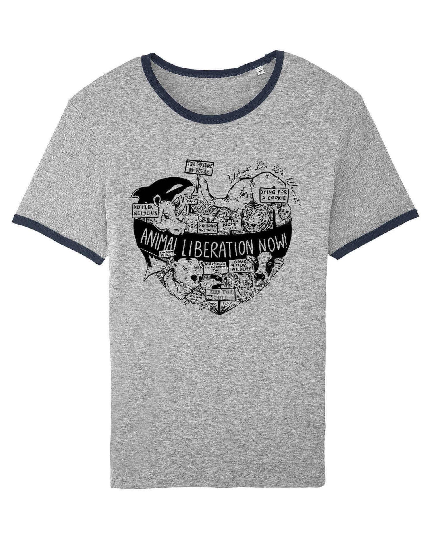 Unisex Tshirt : Animal Liberation GREY MARL