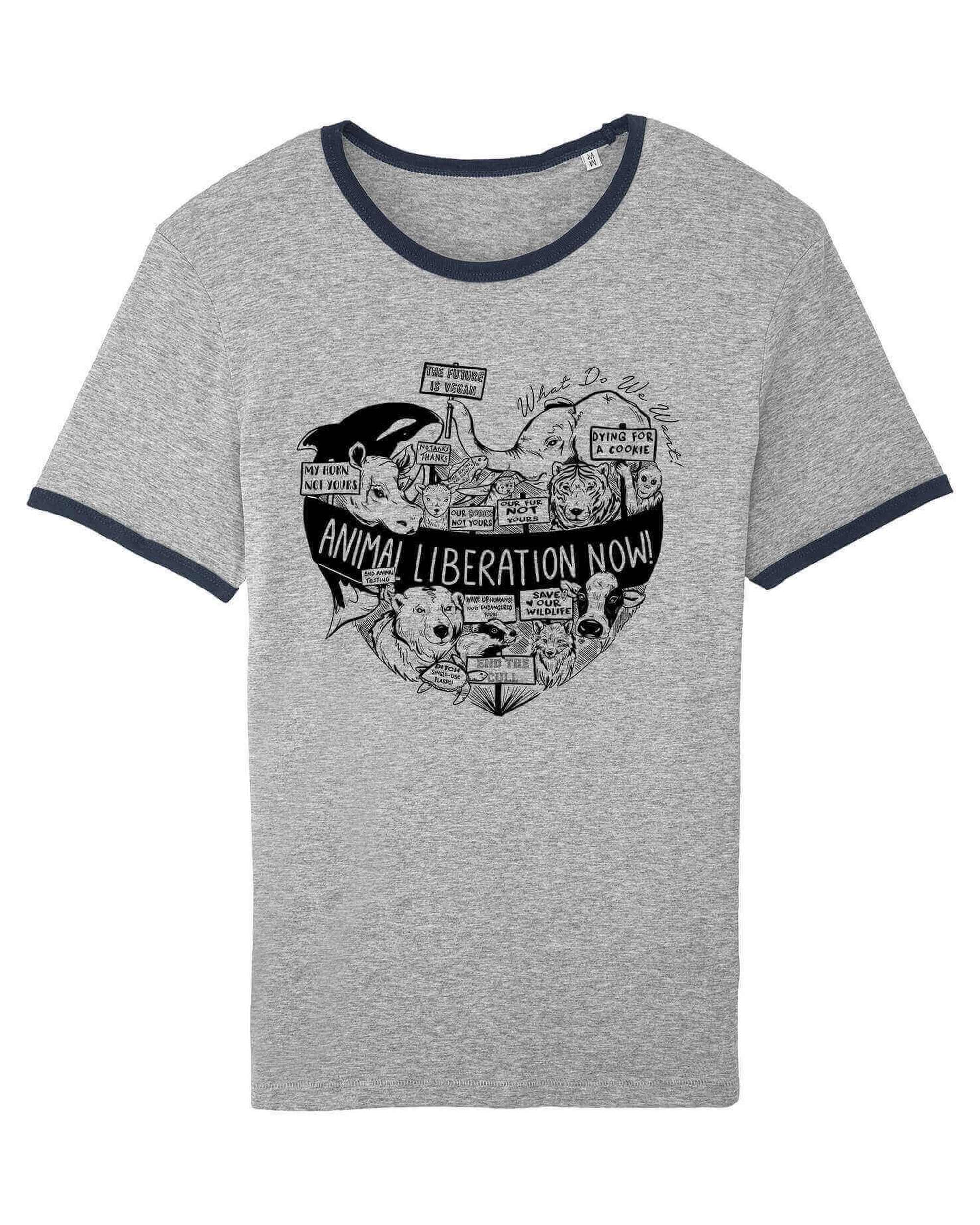 Unisex Tshirt : Animal Liberation GREY MARL