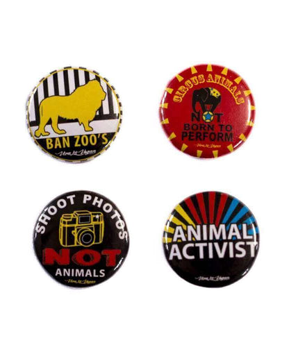 Badge Pack x 4 Set: Mixed Animal Activist