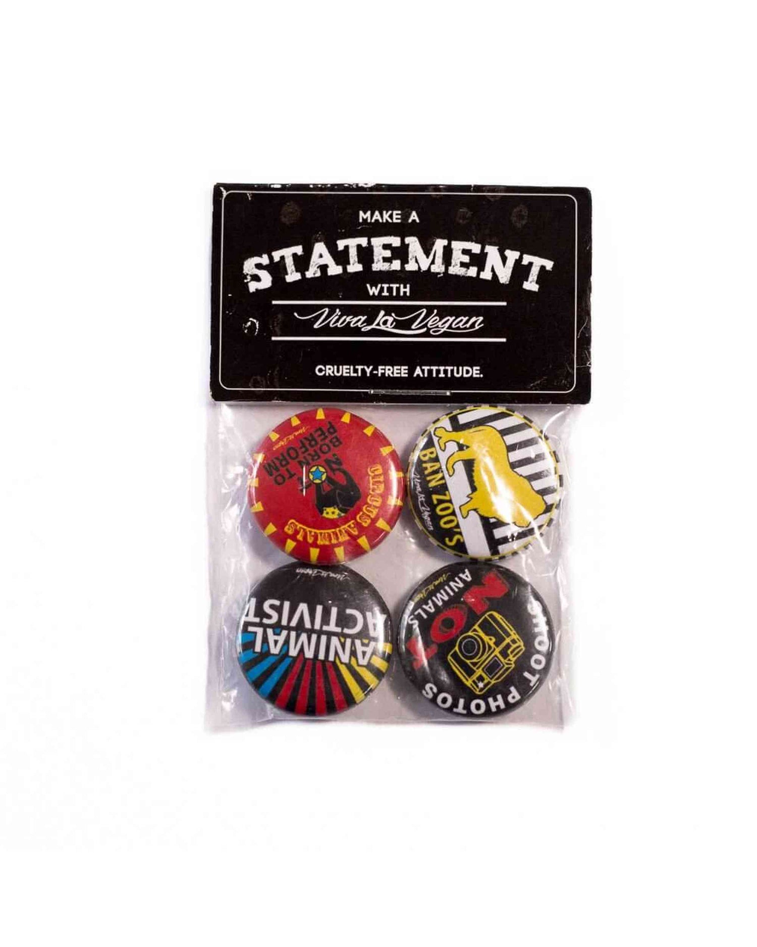 Badge Pack x 4 Set: Mixed Animal Activist