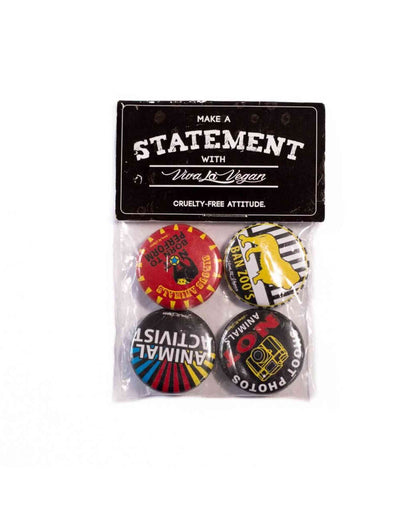 Badge Pack x 4 Set: Mixed Animal Activist