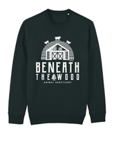 Beneath the woods logo sweatshirt. all proceeds donated to the sanctuary. By eco ethical brand Viva La Vegan
