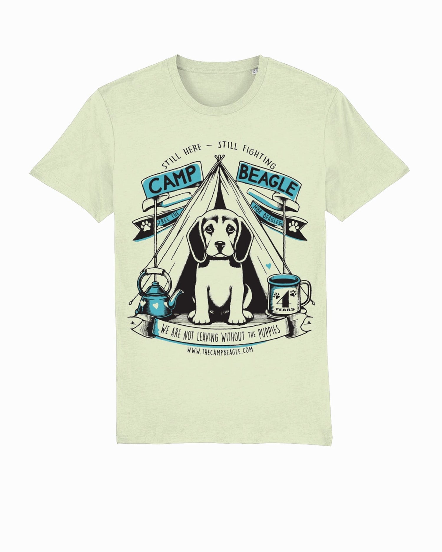 Camp Beagle 4th year anniversary t-shirt - teal print