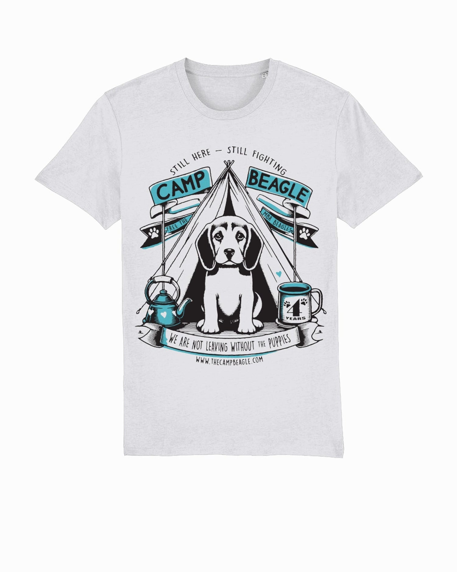Camp Beagle 4th year anniversary t-shirt - teal print