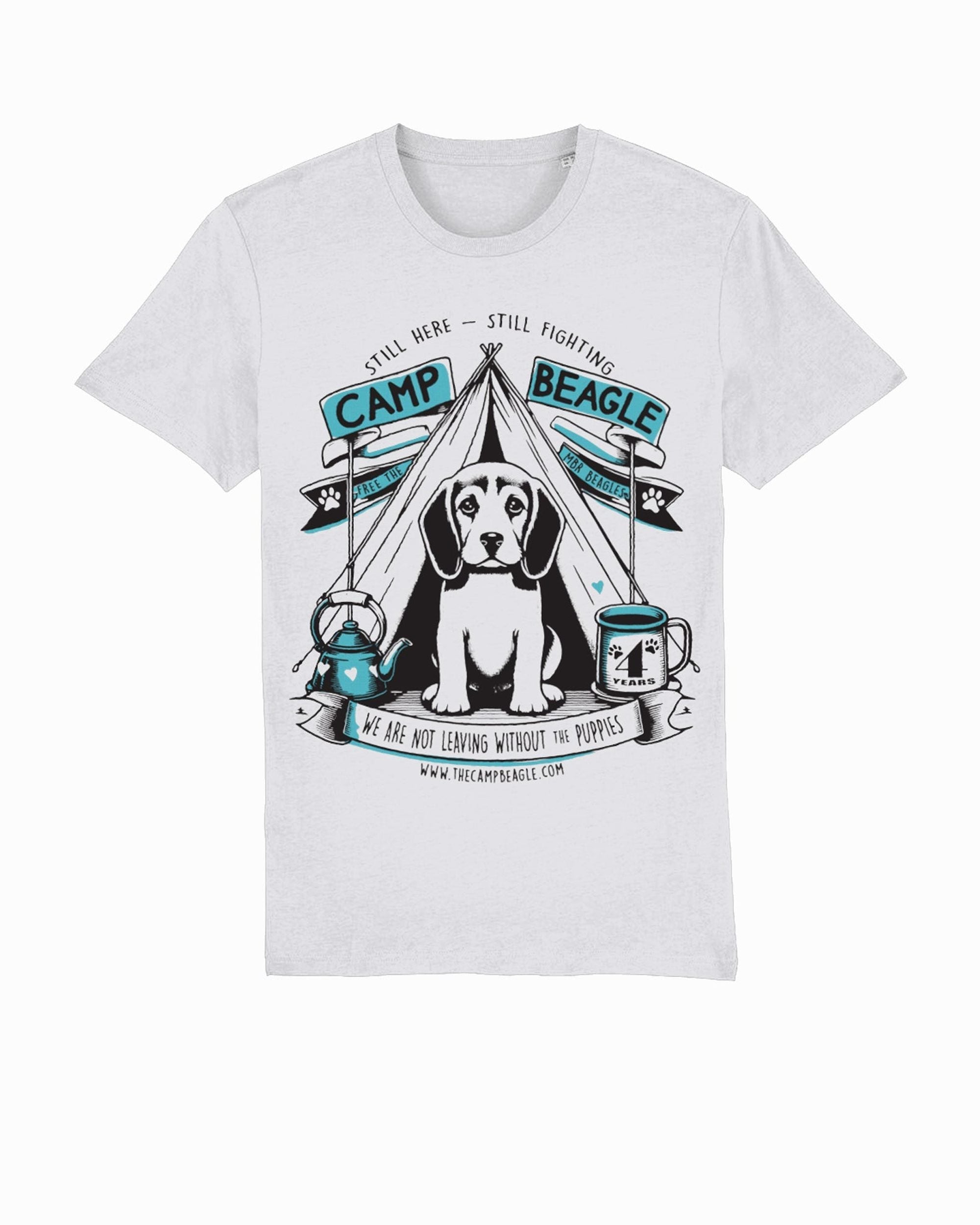 Camp Beagle 4th year anniversary t-shirt - teal print