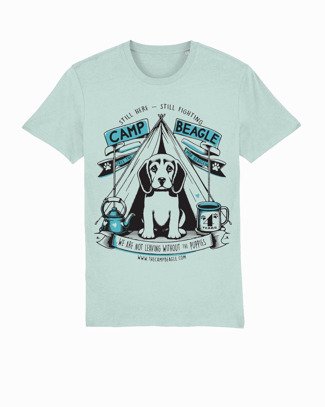 Camp Beagle 4th year anniversary t-shirt - teal print