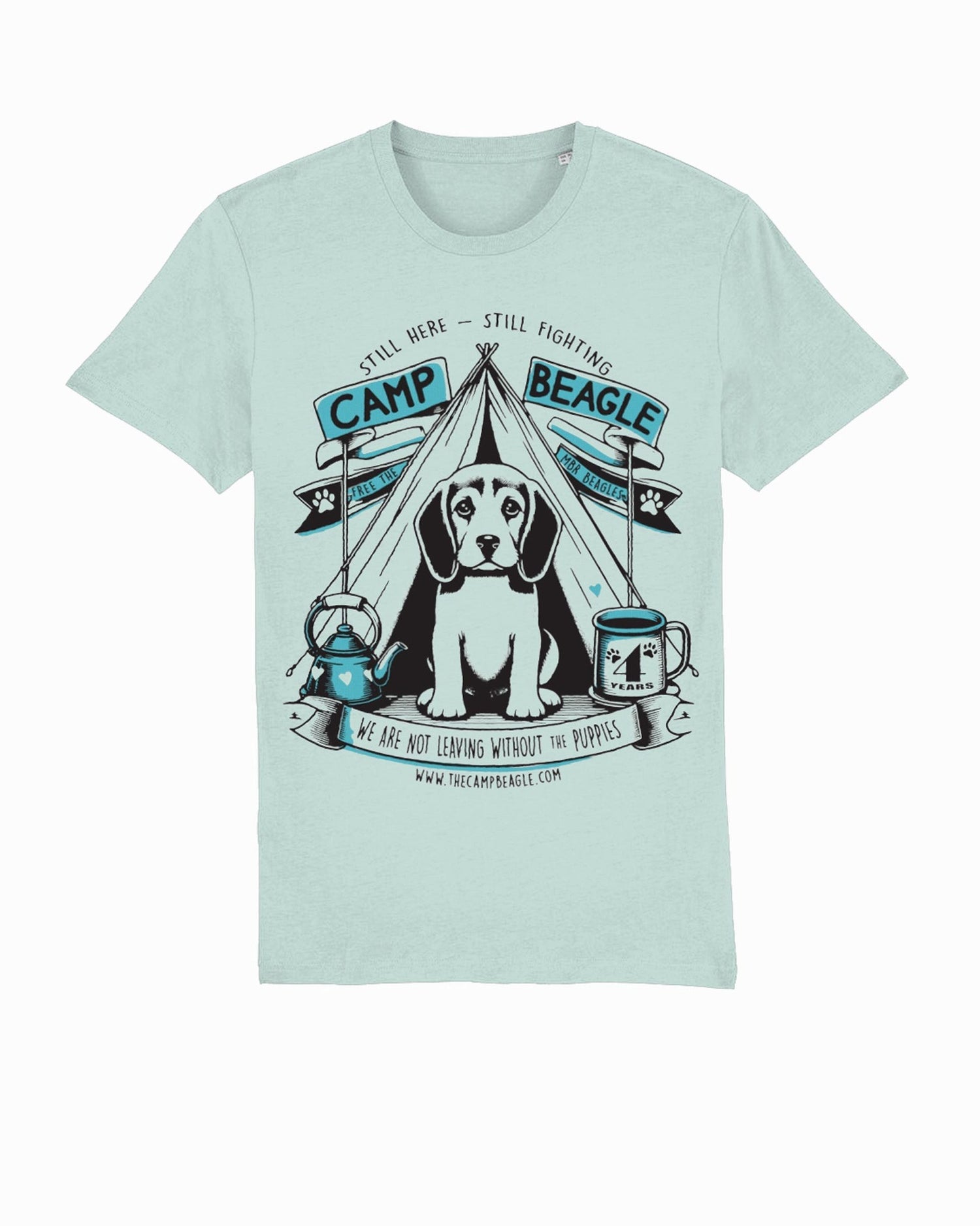 Camp Beagle 4th year anniversary t-shirt - teal print