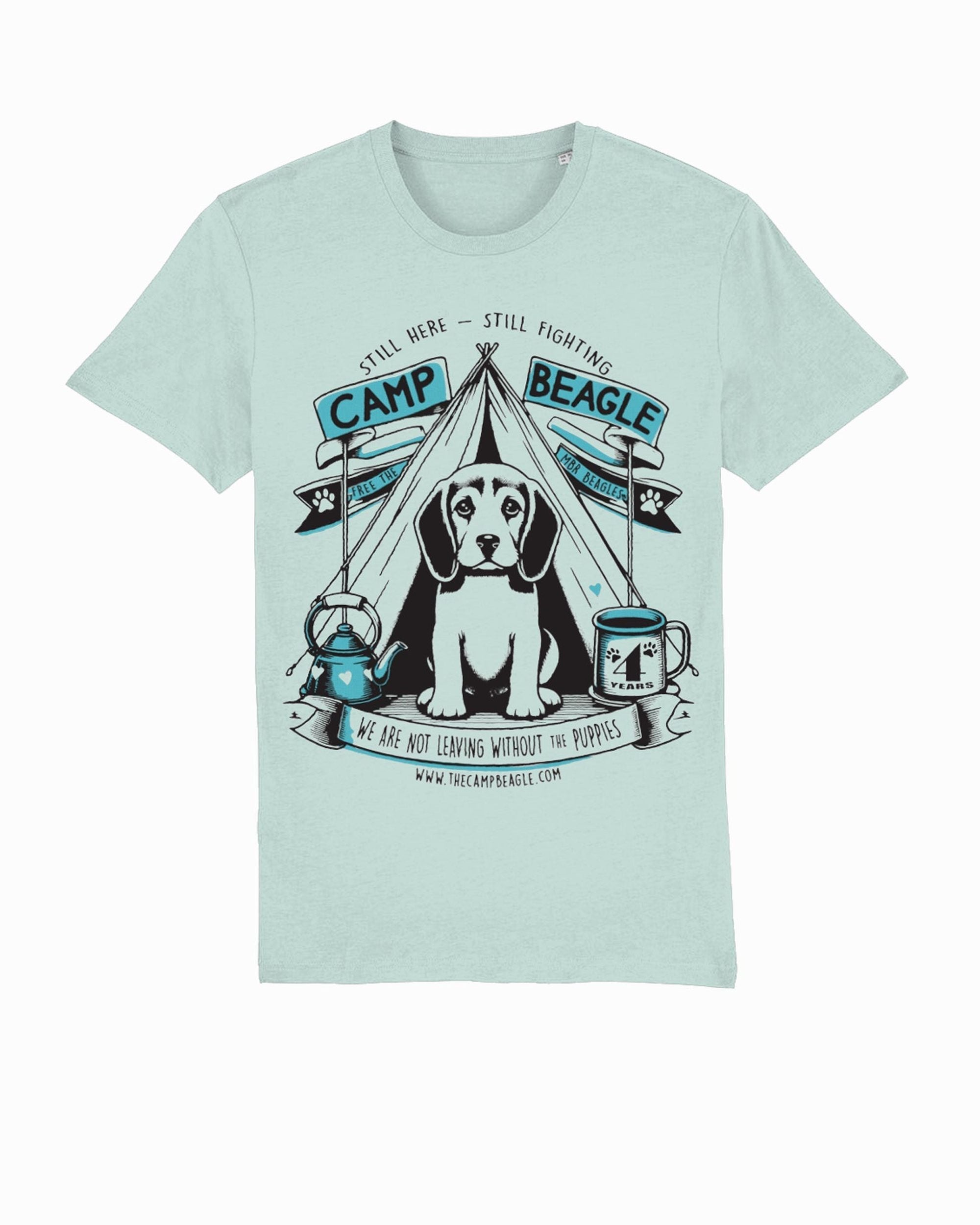 Camp Beagle 4th year anniversary t-shirt - teal print
