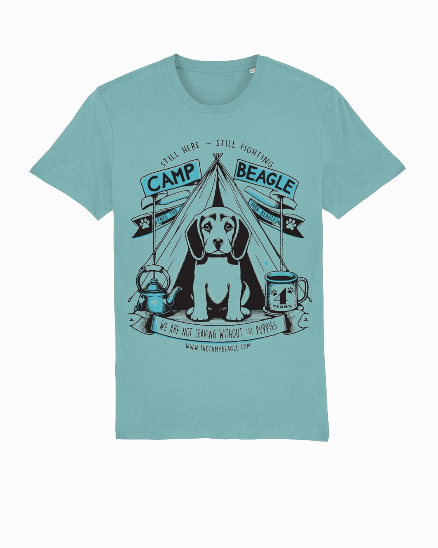 Camp Beagle 4th year anniversary t-shirt - teal print