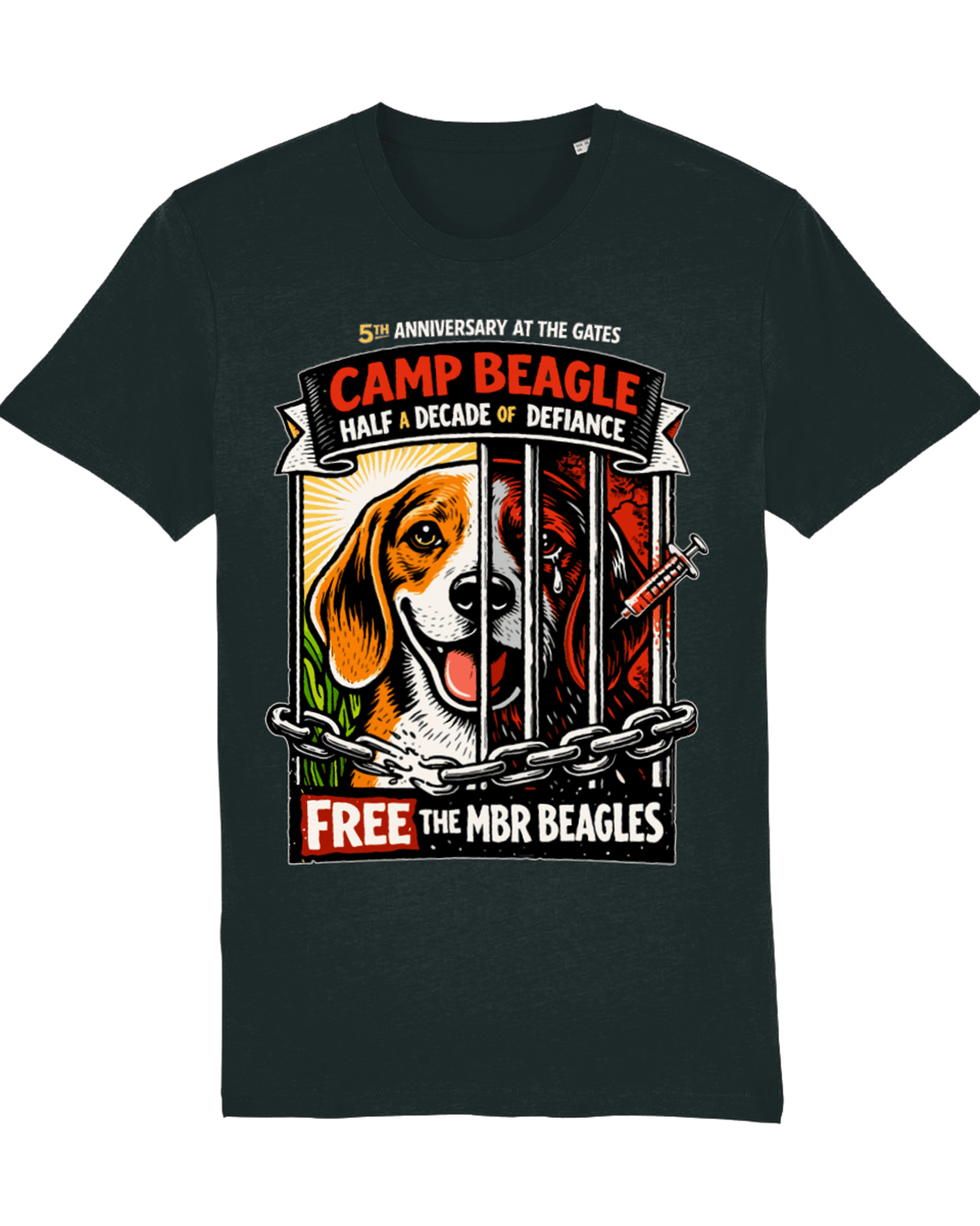 Camp Beagle 5th anniversary Tshirt : Half A decade Of Defiance