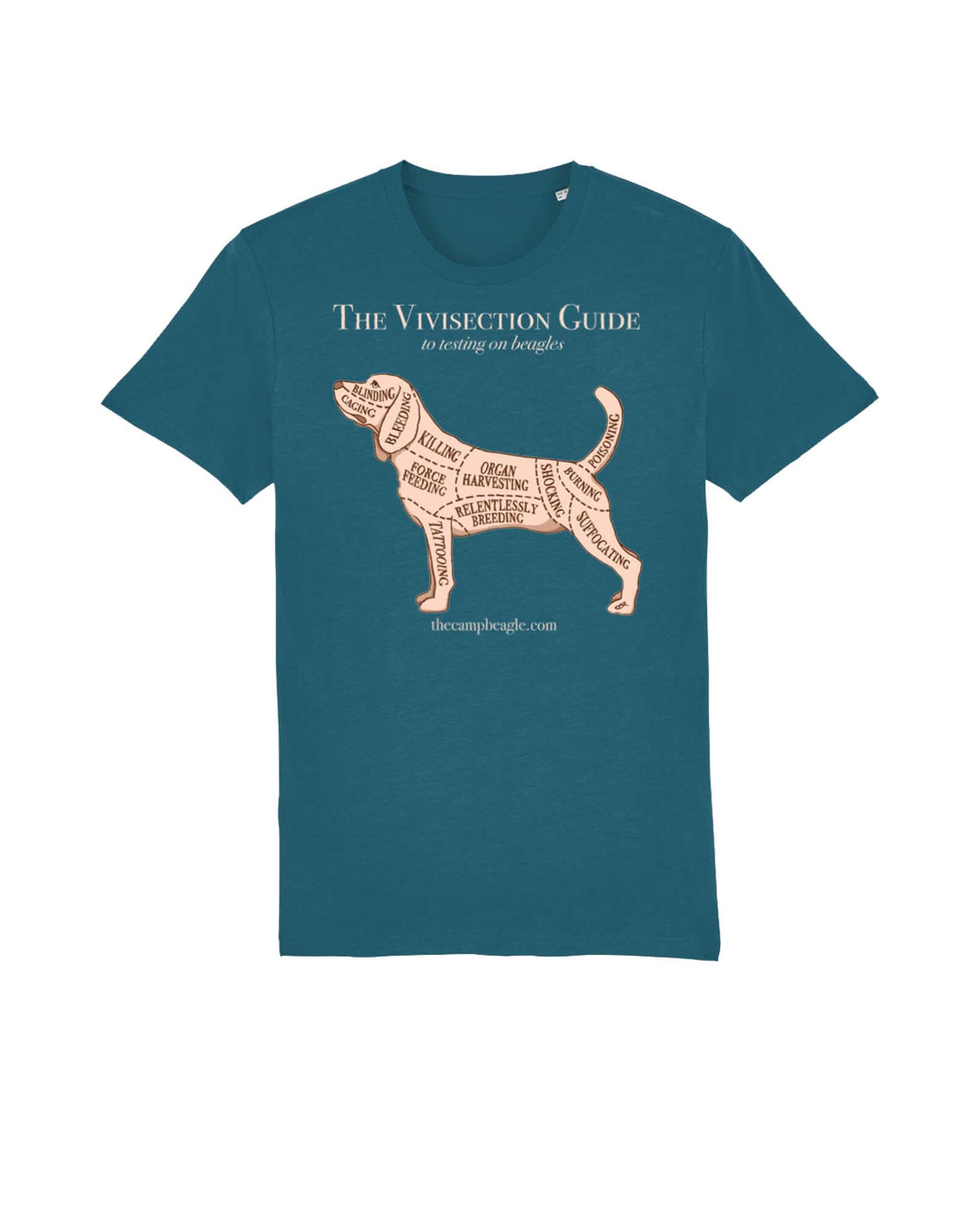 CAMP BEAGLE Design Competition T-SHIRT – THE VIVISECTION GUIDE (AVAILABLE IN 4 COLOURS)