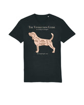Black unisex style tshirt with a large torso print of a beagle with the text Guide To Vivisection.