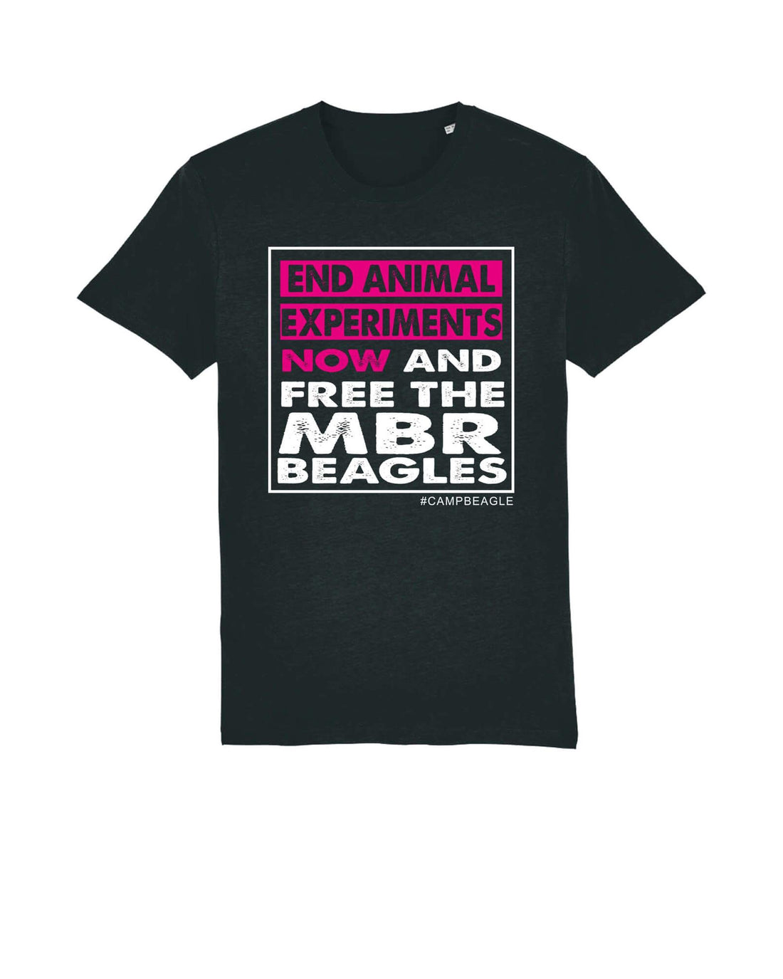 End Animal Experiments NOW and Free The MBR Beagles Back with pink and white print by Viva La Vegan