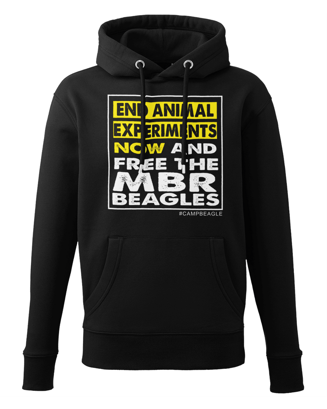 Camp Beagle Premium Organic Hoodie - "End Experiments" (Yellow)