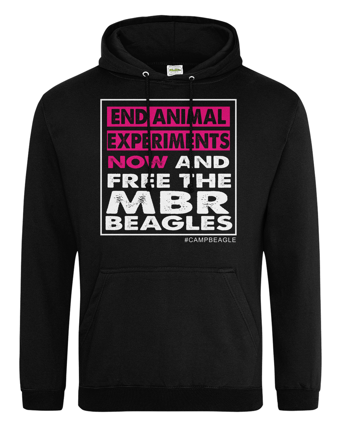 Camp Beagle Standard Hoodie - End Experiments Now (pink)
