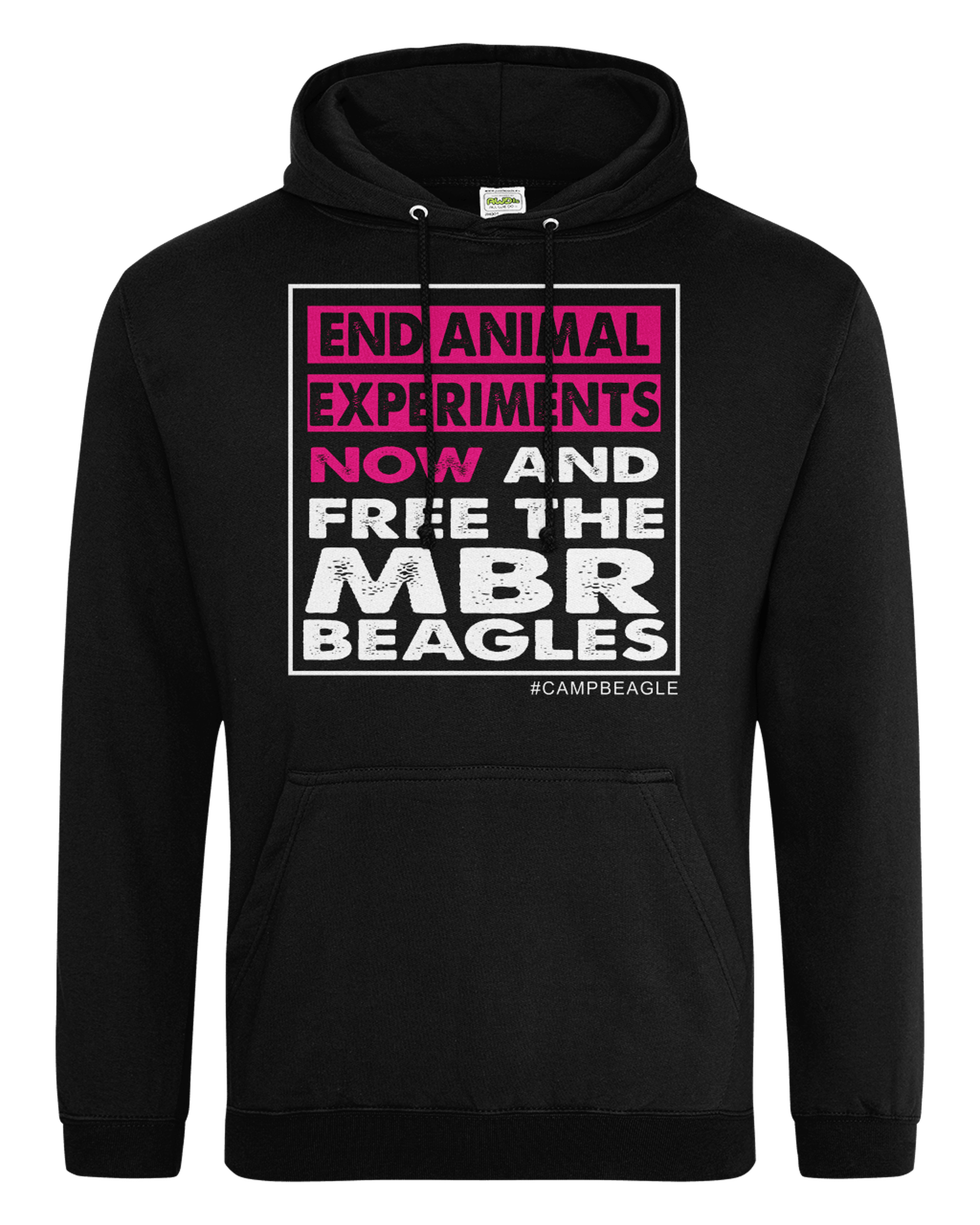 Camp Beagle Standard Hoodie - End Experiments Now (pink)