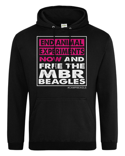 Camp Beagle Standard Hoodie - End Experiments Now (pink)