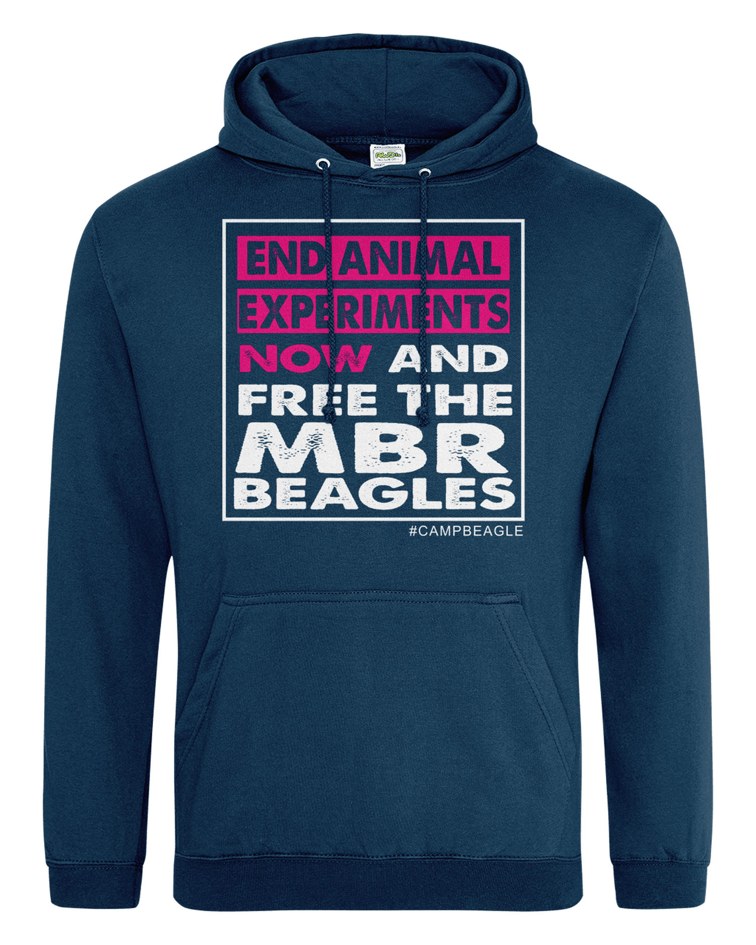 Camp Beagle Standard Hoodie - End Experiments Now (pink)