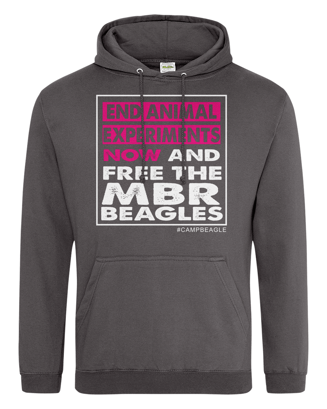 Camp Beagle Standard Hoodie - End Experiments Now (pink)