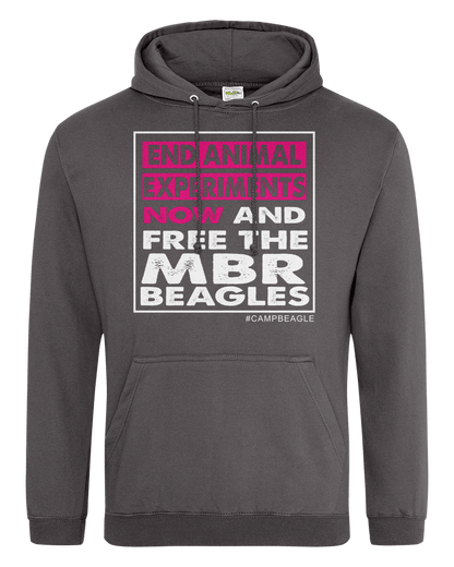 Camp Beagle Standard Hoodie - End Experiments Now (pink)