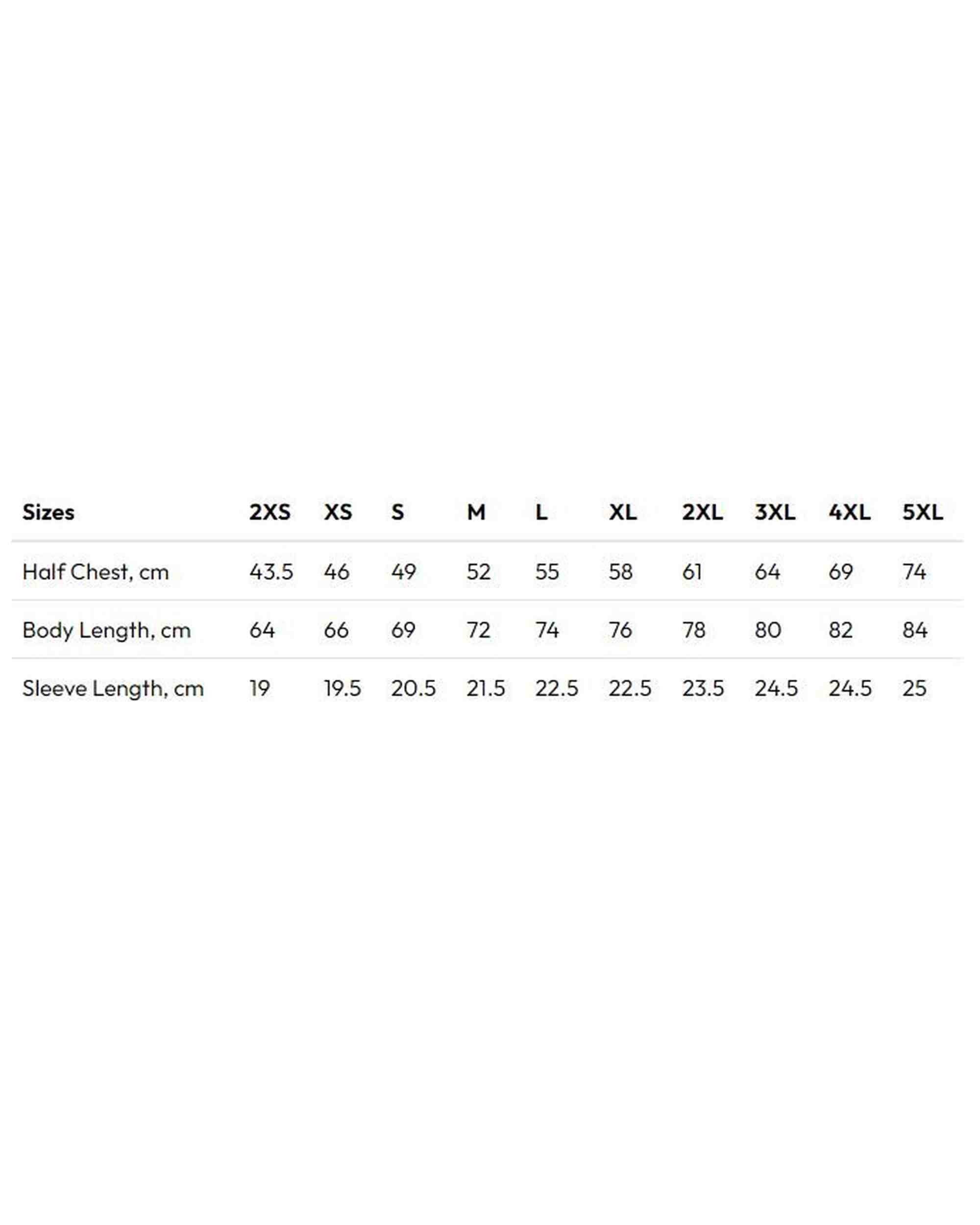 Size spec for Creator Unisex