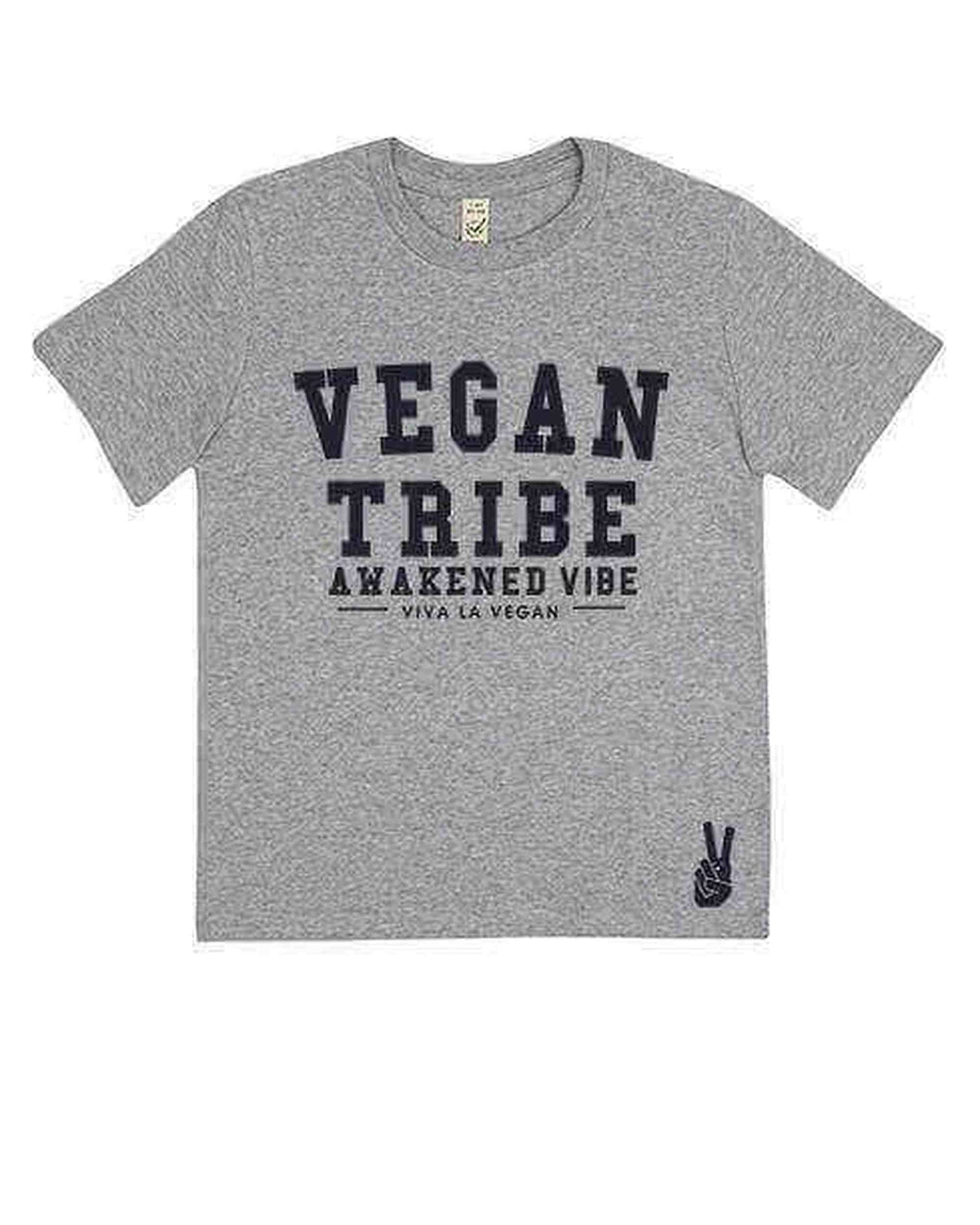 Childrens Vegan Tribe T-shirt . Awakened Vibe (unisex) GREY MARL
