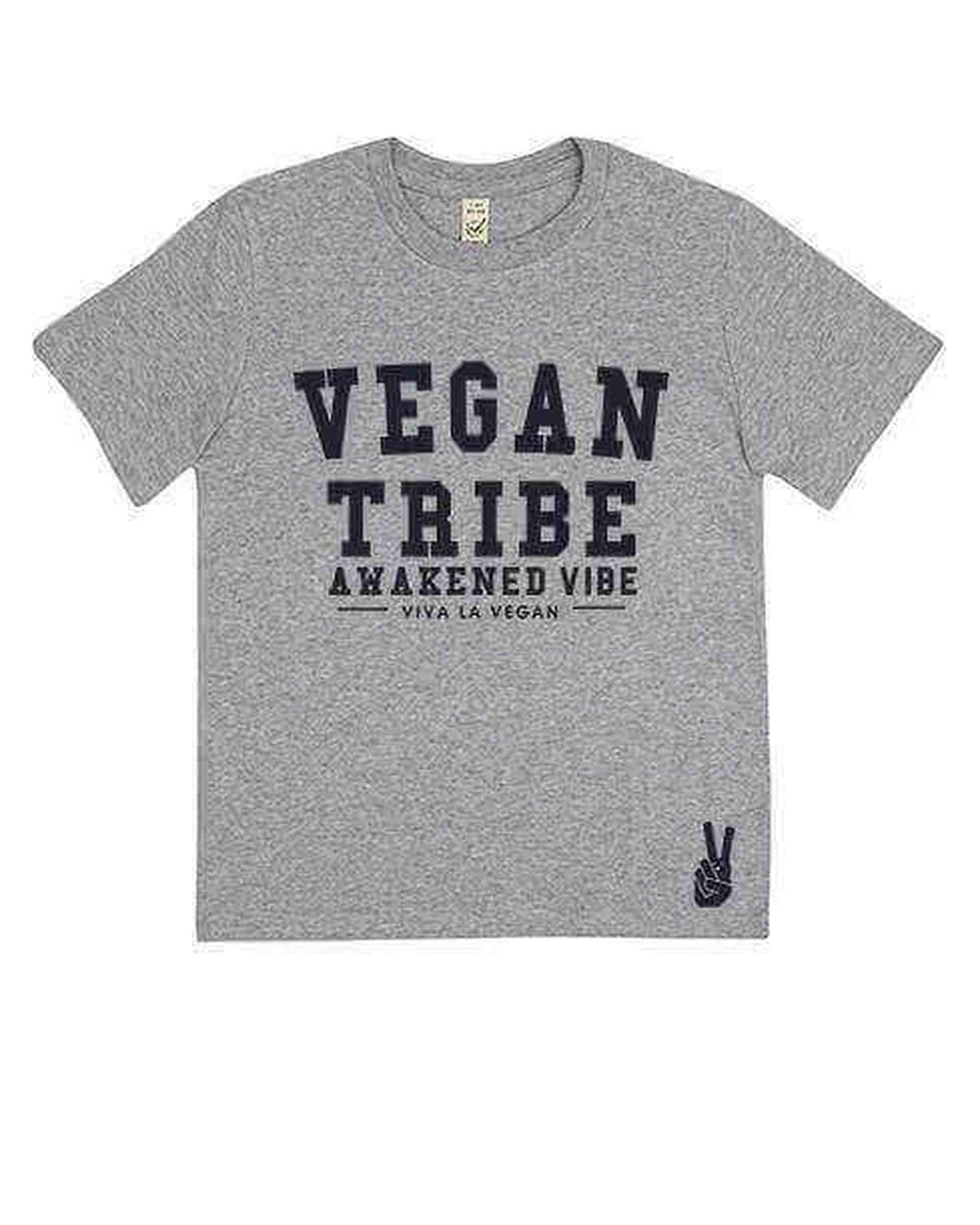 Childrens Vegan Tribe T-shirt . Awakened Vibe (unisex) GREY MARL