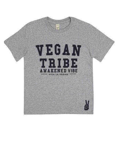 Childrens Vegan Tribe T-shirt . Awakened Vibe (unisex) GREY MARL