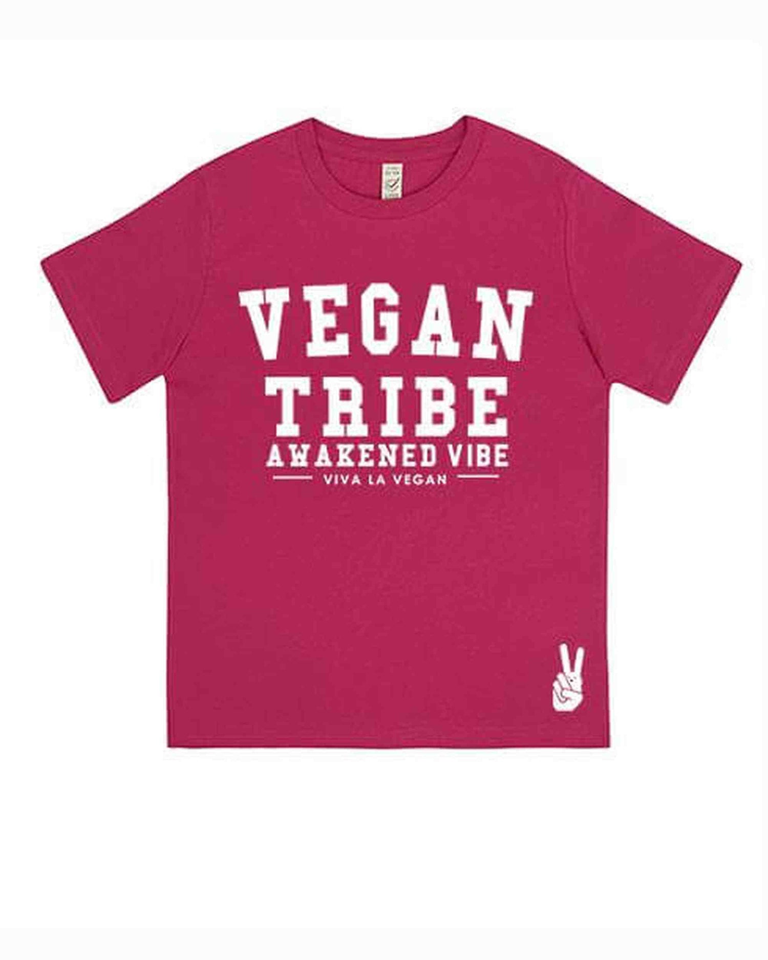 Childrens Vegan Tribe T-shirt . Awakened Vibe (unisex) HOT PINK