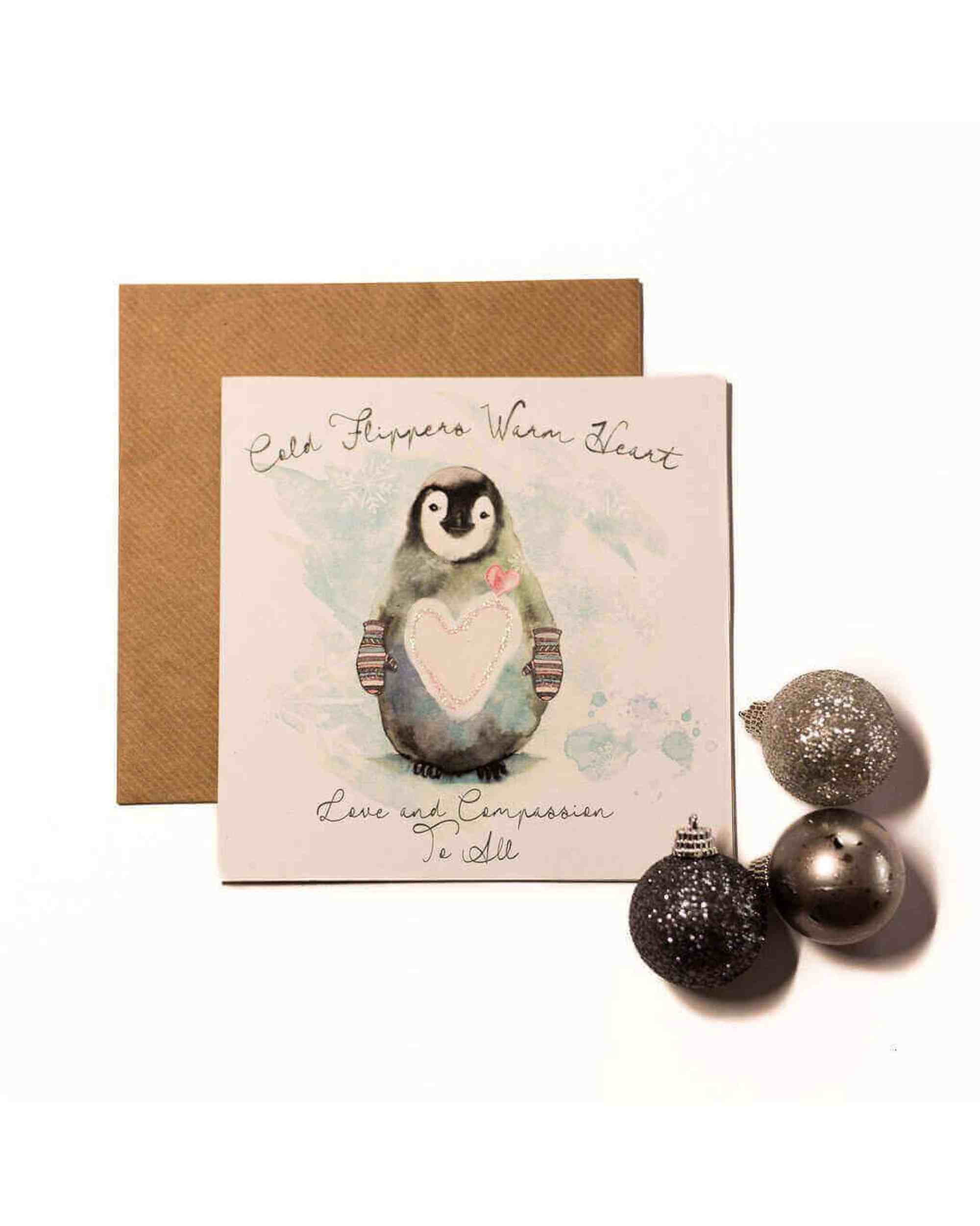 Christmas Greetings Card: Cold Flippers-Warm Heart